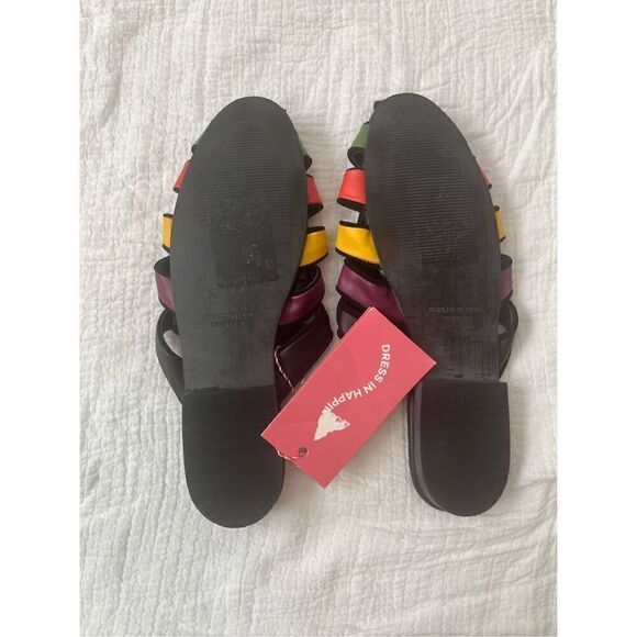 NWOB FARM Rio Sz 8.5 Rainbow Beaded Mule Vegan Tropical Vacation Boho NEW - Picture 5 of 5